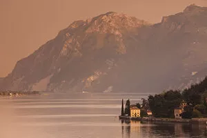 Images Dated 3rd September 2009: Italy, Lombardy, Lakes Region, Lake Como-Lake Lecco, Oliveto, villa and mountains