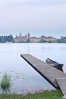 Water Surface Prints: Italy, Lombardy, Mantova district, Mantua, View towards the town and Lago Inferiore