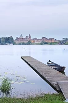 Images Dated 13th June 2013: Italy, Lombardy, Mantova district, Mantua, View towards the town and Lago Inferiore