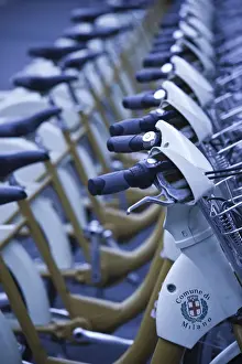 Cycles Prints: Italy, Lombardy, Milan, Bike Mi public rental bicycles
