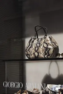Handbags Prints: Italy, Lombardy, Milan, Monte Napoleone fashion designer area, Giorgio Armani handbags