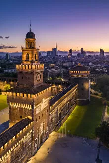 Images Dated 23rd July 2020: Italy, Lombardy, Milan, Simplon Park (Parco Sempione) and Sforza Castle