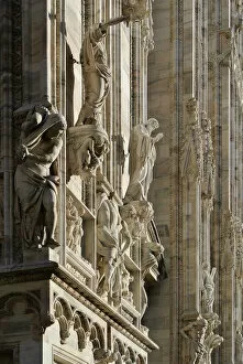 Images Dated 28th May 2014: Italy, Lombardy, Statues in the facade of the Milan Cathedral