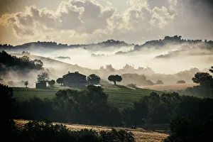 Italy, Marche. Macerata district. Urbisglia. Typical Marche landscape near Urbisaglia