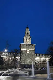 Christmas Lights Prints: Italy, Milan, Castello Sforzesco (Sforzesco Castle)
