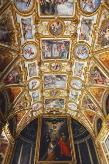 Images Dated 27th November 2012: Italy, Naples, Certosa di S. Martino, detail of fresco paintings inside the Church
