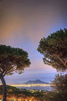 Campania Gallery: Italy, Naples, view of Naples, Posillipo town and Mt. Vesuvius