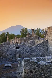 Images Dated 27th November 2012: Italy, Napoli, Pompeii Archaeological Site (UNESCO Site) with Mt Vesuvius in the