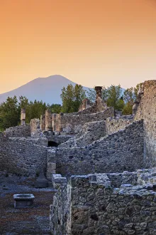 Images Dated 27th November 2012: Italy, Napoli, Pompeii Archaeological Site (UNESCO Site) with Mt Vesuvius in the