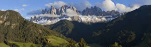 Italy, near Bolzano, Val di Funes, St. Magdalena and Dolomites