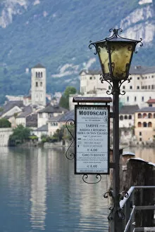 Images Dated 23rd October 2009: Italy, Piedmont, Lake Orta, Orta San Giulio, Isola San Giulio island, lake taxi sign