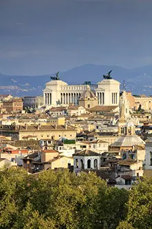 Altare Della Patria Prints: Italy, Rome, Altare della Patria monument elevated view at sunset