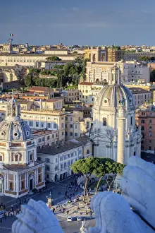 Italy, Rome, Altare della Patria monument at Venezia square with Traian forum in
