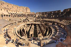 Italy, Rome, Colosseum interiors at sunset