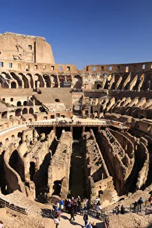 Italy, Rome, Colosseum interiors at sunset