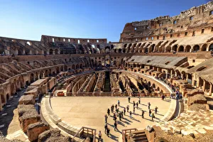 Italy, Rome, Colosseum interiors at sunset