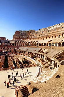 Italy, Rome, Colosseum interiors at sunset