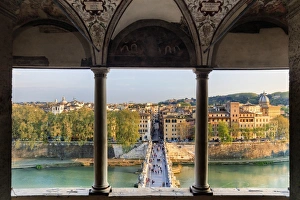 Italy, Rome, Mausoleum of Hadrian (known as Castel Sant'Angelo) with Ponte dell' Italy, Rome, Mausoleum of Hadrian (known as Castel Sant'Angelo) with Ponte dell'