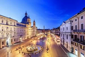 Images Dated 14th April 2017: Italy, Rome, Navona square with Sant Agnese in Agone church and 4 rivers fountain