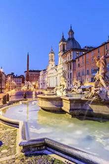 Rome Gallery: Italy, Rome, Navona square with Sant Agnese in Agone church and 4 rivers fountain