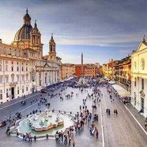 Italy, Rome, Navona square with Sant Agnese in Agone church and 4 rivers fountain