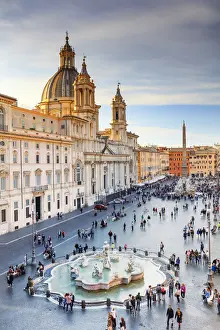 Italy, Rome, Navona square with Sant Agnese in Agone church and 4 rivers fountain