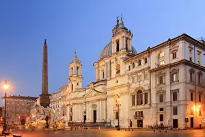 Italy, Rome, Navona square with Sant Agnese in Agone church and 4 rivers fountain