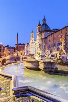 Italy, Rome, Navona square with Sant Agnese in Agone church and 4 rivers fountain