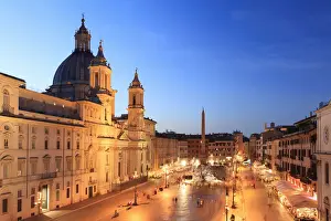 Italy, Rome, Navona square with Sant Agnese in Agone church and 4 rivers fountain