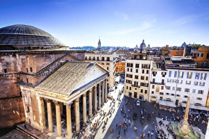 Italy, Rome, Pantheon square elevated viewpoint