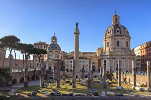 Italy, Rome, Traian forum along Fori Imperial street, with Santa Maria di Loreto church Italy, Rome, Traian forum along Fori Imperial street, with Santa Maria di Loreto church