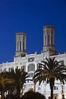 Italy, Sardinia, Cagliari, Palazzo Comunale, town hall, evening Italy, Sardinia, Cagliari, Palazzo Comunale, town hall, evening