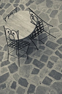 Tables Prints: Italy, Sardinia, North Western Sardinia, Castelsardo, cafe tables