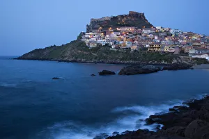 Italy, Sardinia, North Western Sardinia, Castelsardo, dusk