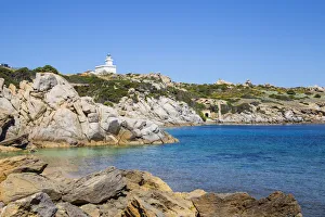 Italy, Sardinia, Santa Teresa Gallura, Capo Testa, Cala Spinosa cove and Lighthouse