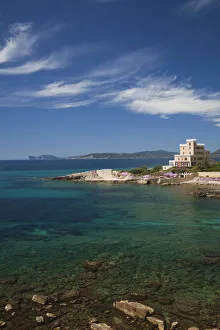 Western Sardinia Prints: Italy, Sardinia, Western Sardinia, Alghero, Rada di Alghero bay and Villa Las Tronas