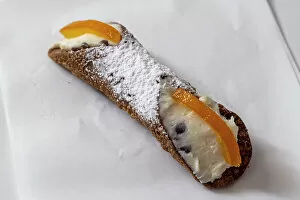 Cefalu Gallery: Italy, Sicily, cannoli, an Italian pastry with a creamy filling made from ricotta