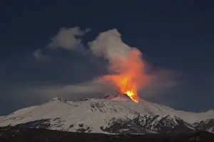 Volcanoes Prints: Italy, Sicily, Mt. Etna, 2nd paroxysmal event of 2012 taken from Monte Gurna