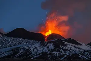 Volcanoes Prints: Italy, Sicily, Mt. Etna, Finals of the 16th paroxysm of 2013