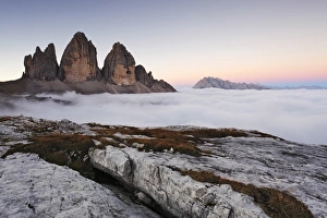 Italy, Trentino Alto Adige, Dolomites, clouds rising on Three Peaks of Lavaredo