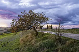 Valdorcia Prints: Italy, Tuscany: amazing view of Vitaletas Our Lady Chapel, Val d Orcia
