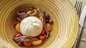Light Prints: Italy, Tuscany, Elba. Light lunch with salad and burrata and salted anchovy