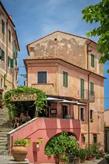 Elba Prints: Italy, Tuscany, Elba. A restaurant in the picturesque streets of Poggio