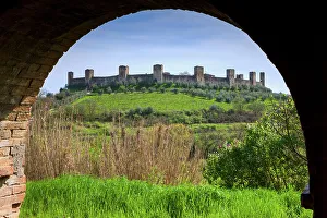 City Wall Prints: Italy, Tuscany, Monteriggioni old town, city wall