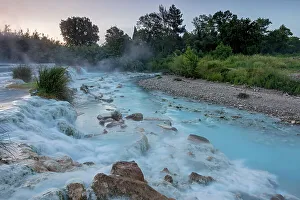 Italy, Tuscany, Saturnia thermal bath, Cascate del Mulino waterfall, hot water