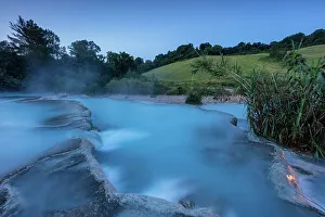 Italy, Tuscany, Saturnia thermal bath, Cascate del Mulino waterfall, hot water