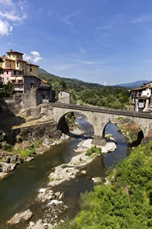 Lucca Prints: Italy, Tuscany, Serchio Valley, View of the Santa Lucia bridge on the Serchio river in