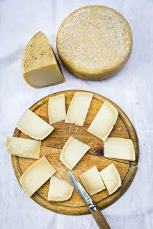 Italy, Tuscany, Serchio Valley, Home made sheep cheese at the Il Ciocco farmstead