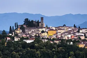 Italy, Tuscany, Serchio Valley, View of Barga from Albiano