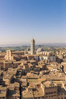 Italy, Tuscany, Siena district. Siena. View of Siena Cathedral from Del Mangas Tower
